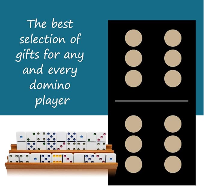 Exqline Wooden Domino Racks Trays Holders Organizer(Set of 4) - Premium Domino Tiles Holder Racks for Mexican Train Dominoes Games - Dominos NOT Included