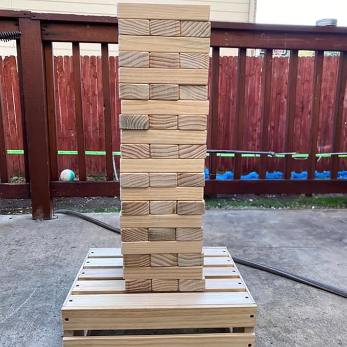 LONEA Ice Breaker Questions Wood Balance Stacking Blocks Game - Get to Know Each Other Family Night Games Tumbling Tower - Icebreaker Conversation Starters