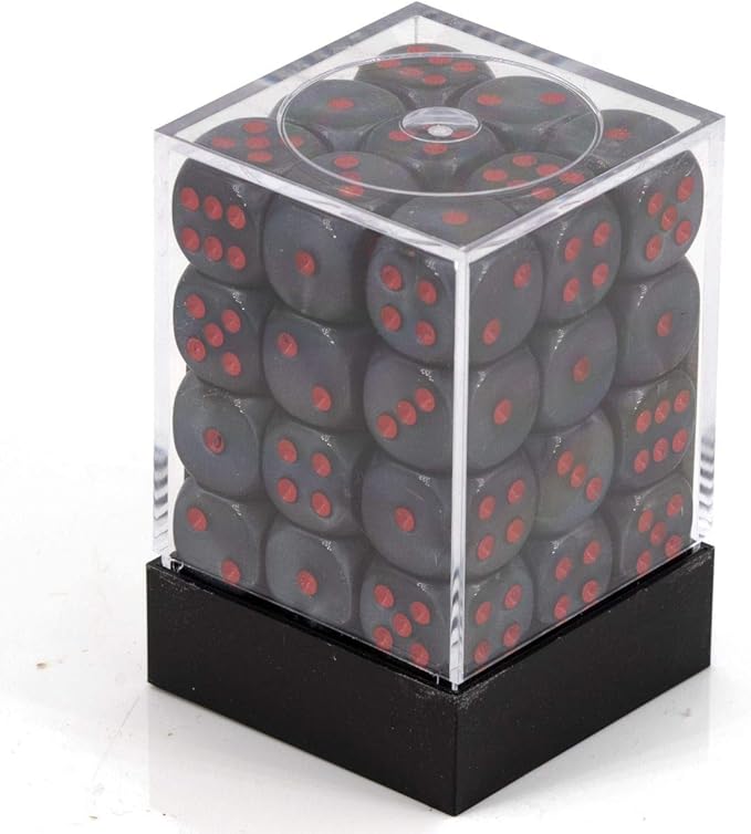 Chessex Dice d6 Sets: Velvet Black with Red - 12mm Six Sided Die (36) Block of Dice