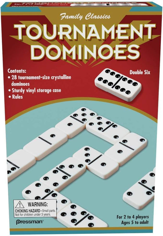 Family Classics Tournament Dominoes - Double Six Crystalline Tiles in Storage Case by Pressman , 5"