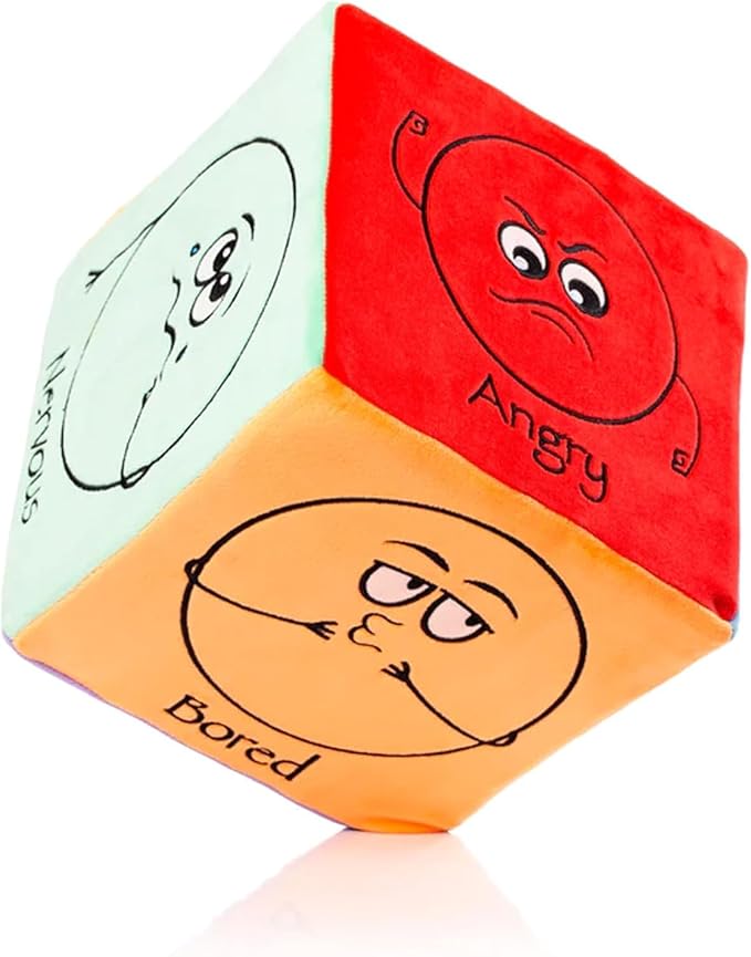 Dear Mommy Emotional Plush Cube, The 6 Sided, Extremely Soft Plush, Used as a Game for Hours, Social Emotional Learning Cube Toy, Designed by Dr Robin Baweja - Board Certified Pediatrician