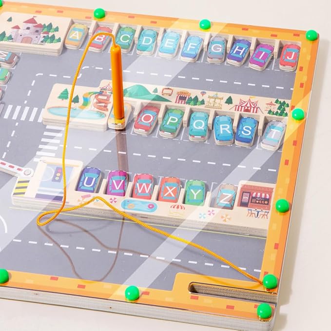 Magnetic Alphabet Maze Letter Puzzle,Wooden Puzzle Activity Board, Learning Letter Educational Matching Toys Gifts for Preschool Sensory Activities for Toddlers