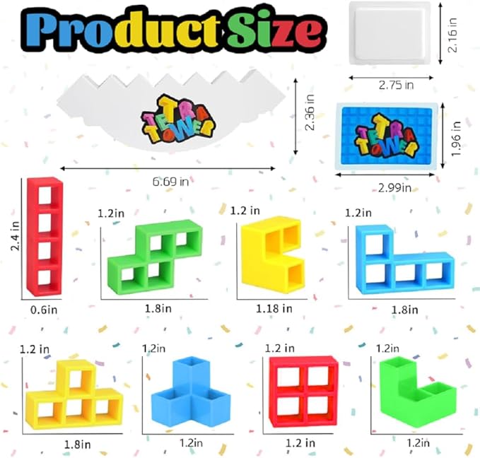 Tetra Tower Game 48 PCS: Family Fun Balance Stacking Game, Cooperative Play Stack Attack Game, Tetra Tower Games for Kids, Ideal for Parties, Travel, Kids Games, and Board Games