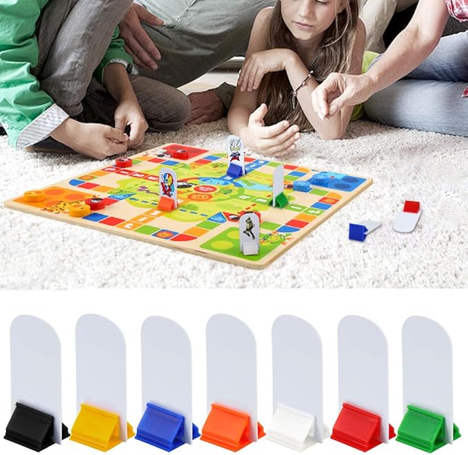 Meetory 45-Piece Blank Game Board Markers, 35-Piece Game Card Stands, 2 Black Pens, Plastic Token Cards, 7 Multi-Color Card Stands for Party Favor