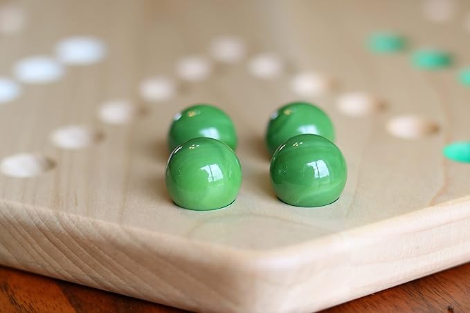 AmishToyBox.com Wahoo Marble Game Board Set - 20" Wide - Solid Maple Wood - Double-Sided - with Large 18mm Marbles and Dice Included