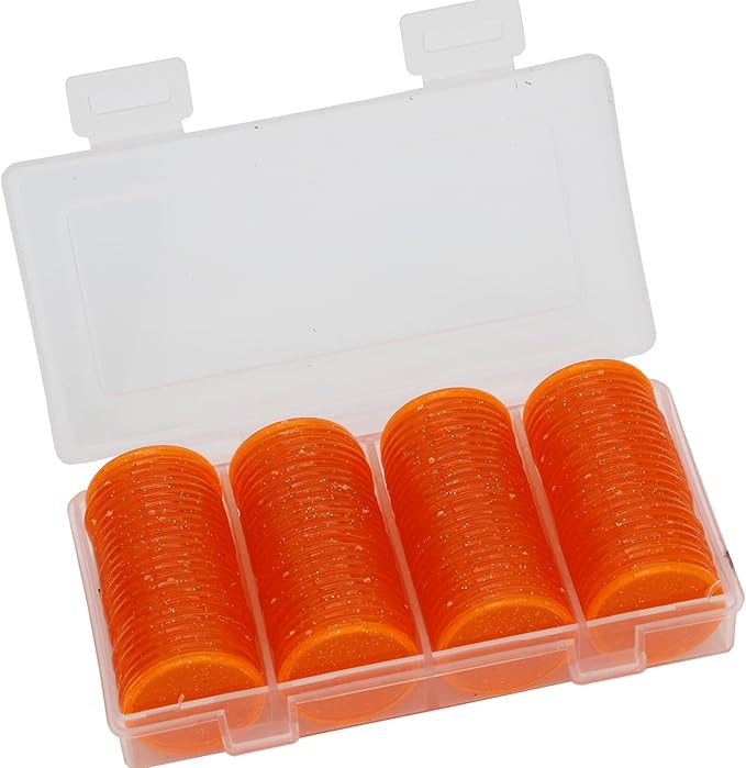 Set of 100 Opaque Plastic Learning Counters Mini Poker Chips Game Tokens with Storage Box (Starry Orange, 1.26 Inch)