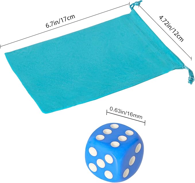 50 Pieces 16mm Colored Dice Set, Bulk Dice in 10 Colors with a Blue Drawstring Storage Bag, 6 Sided Dice for Board Games