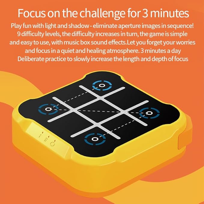 Tic Tac Toe Game, 4 in 1 Handheld Educational Game Machine, Electronic Tic Tac Toe Game for Education and Memory Growth, Home, Toy Board Game for Kids and Adults (Yellow)