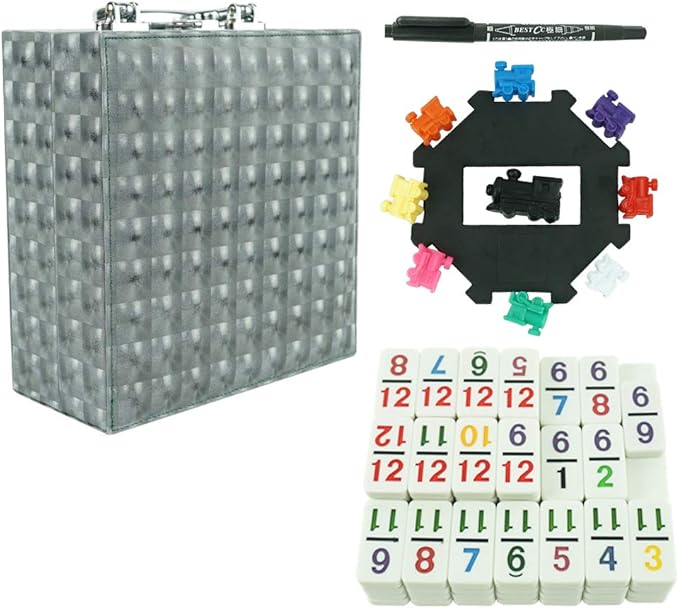 Mexican Train Number Dominoes Set Double 12 Dominoes 91 Tiles Games with Leather Box, Number Dominoes Set for Kids Adults and Family…