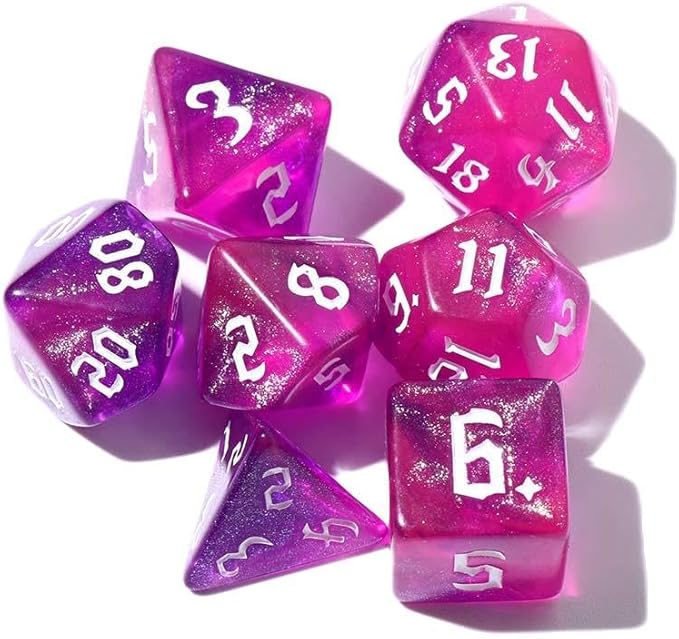 DND Dice Set Polyhedral 7-Die Two-Tone Dice Set D4 D6 D8 D10 D% D12 D20 for Tabletop Game