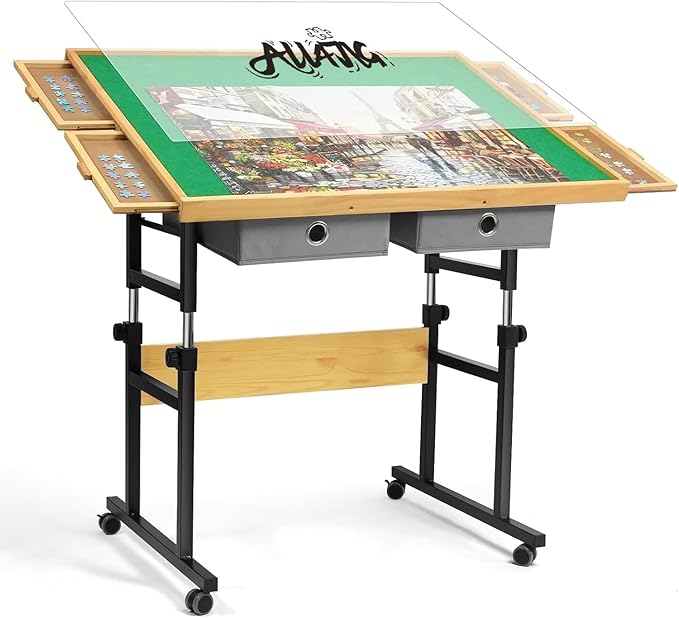 ALL4JIG 1500 Piece Adjustable Jigsaw Puzzle board for Adults, 35.4"x26.4" Multi-Functional Puzzle Board with 4+2 Drawers & Protective Cover, 45-Degree Any-Angle Tilt for Work, Exercise & Leisure