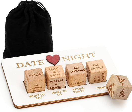 Date Night Dice for Couple Funny Romantic Game Board for Date Night Ideas for Adult Food Decision Dice Portable Game for Valentine's Day Anniversary Birthdays Gifts for Boyfriend Girlfriend Him Her