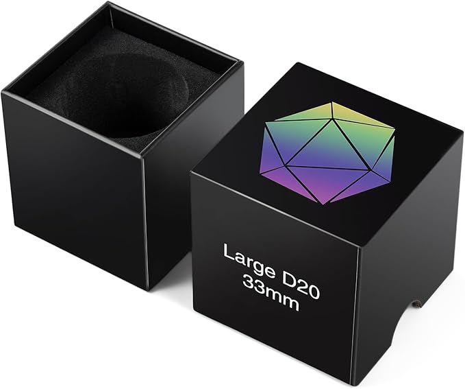 D20 D&D Dice DNDND 33mm Large 20 Sided Metallic Die with Gorgeous Gift Box for Dungeons and Dragons (Colorful Stripe)