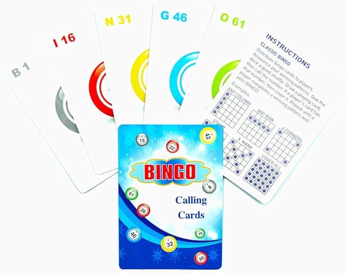 Yuanhe Bingo Cards Game Set - Includes 50 Bingo Cards,500 Colorful Transparent Bingo Chips and Deck of Calling Cards, Great for Adults Kids Family Game Nights, School Classroom Activity, Bingo Parites