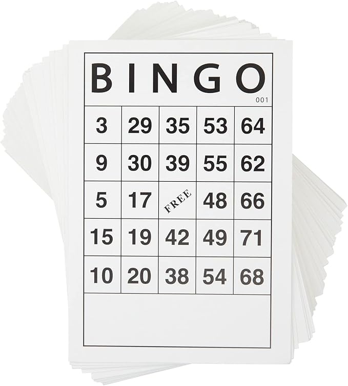 Juvale 180 Sheets Reusable Paper Bingo Cards Bulk for Adults, Disposable Number Game Set for Large Groups (4x6 in)