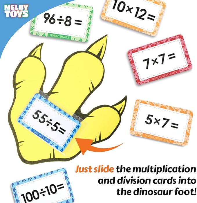 Dino Stomp Multiplication Game I Includes 144 Multiplication Flash Cards and 144 Division Flash Cards | Math Games for Kids 8-12 I 2nd, 3rd, 4th Grade Multiplication Games