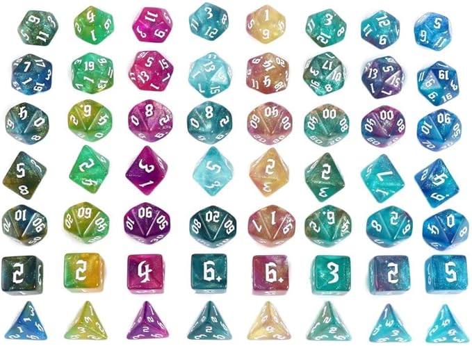 DND Dice Set Polyhedral 7-Die Two-Tone Dice Set D4 D6 D8 D10 D% D12 D20 for Tabletop Game