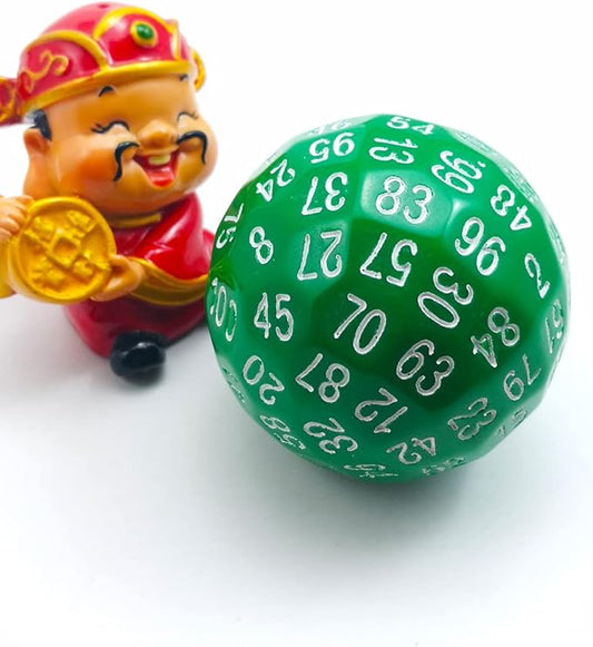 Bescon Polyhedral Dice 100 Sides Dice, D100 die, Sided Cube, Game 100-Sided Cube of Green Color