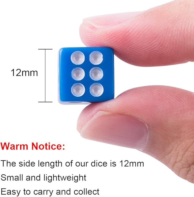AUSTOR 100 Pieces 12mm Dices 6 Sided Game Dice Set Square Corner Dice with a Drawstring Pouch