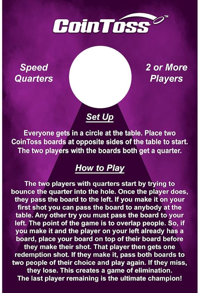 2 CoinToss Boards and Carry Case Set - Speed Quarters - Purple