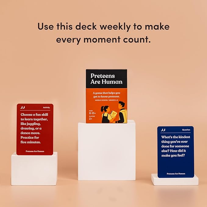 Preteens are Human 140 Conversation Cards to Help You Get to Know Preteens, Card Game for Middle School Preteens, Designed by Experts for Grades 6 to 8, Ages 11 to 13+