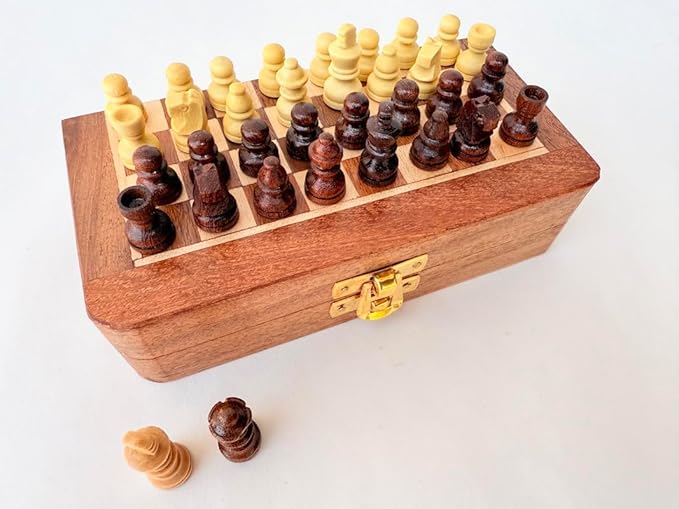 Foldable Magnetic Travel Chess Set with Folding Chess Board | Educational Toys for Adults | 2 Player Portable Game (10 Inches)