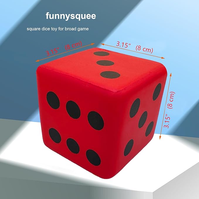 3.15 Inches Foam Dice Toy: A Fun-Filled, Kawaii Dices Educational Toy for Kid Board Game and Learning Sessions (Fortunate Red)