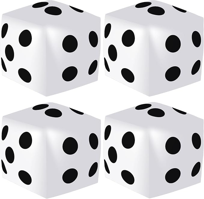 4 Pieces Jumbo Inflatable Dice 12.6 Inch Large Inflatable Dice Fun Game Toy for Indoor Outdoor Lawn Swimming Pool Party Favor Board Game Decoration, White