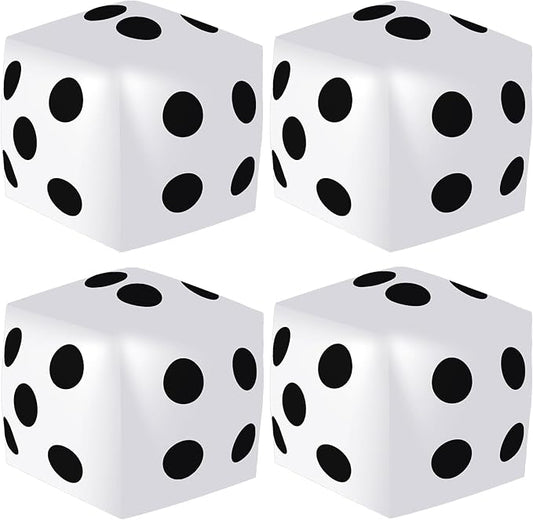 4 Pieces Jumbo Inflatable Dice 12.6 Inch Large Inflatable Dice Fun Game Toy for Indoor Outdoor Lawn Swimming Pool Party Favor Board Game Decoration, White