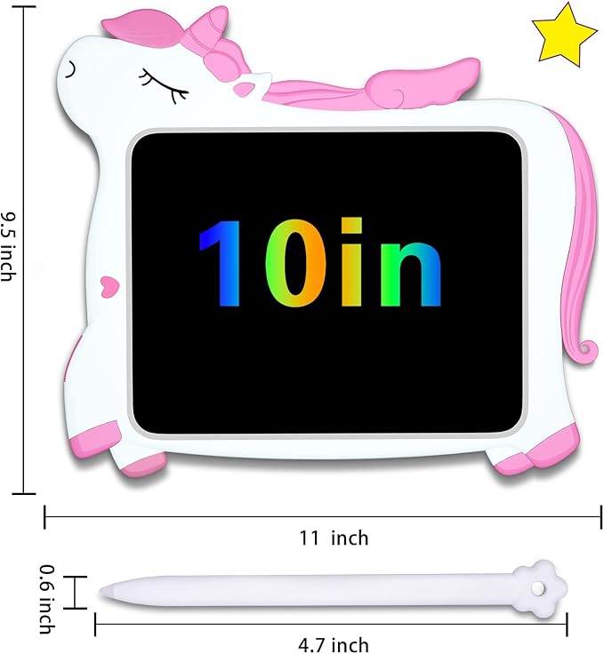 GJZZ Toys for Girls Gifts for 3 4 5 Years Old Girl - Unicorn 10inch Drawing Doodle Board, Toddler Toys, Learning Writing Board Kids Toys Age 6 7 8 for Christmas, Birthday, Blue
