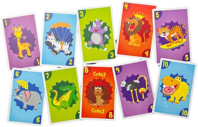 University Games Crazy 8s Card Game - Jumbo Size, Colorful Animal Cards for Kids Ages 4 and Up, Fun Family and Educational Game