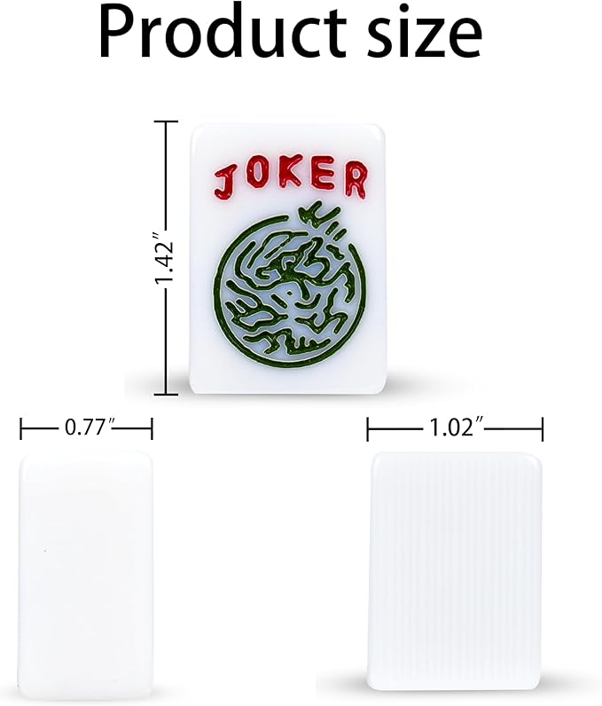 Large 1.5" American Mahjong Set with Red Leather Case,166 Quality Tiles,Jade White/Antique Ivory Luxury Game for Family Nights/Collector Gifts (Racks and Pushers not Included) (Jade White)