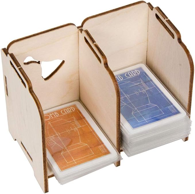 Broken Token Mini Stacking Tabletop Game Organizer with 2 Trays - Wooden Card Stand with Rows, Card Holder
