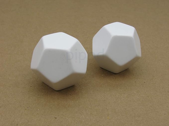 Koplow Games Pack of 2 Jumbo 26mm Blank Twelve-Sided D12 RPG Dice - White
