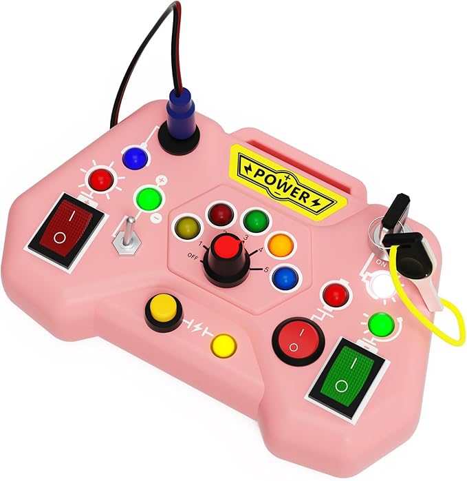 Toddler Busy Board with LED Light - Baby Game Sensory Toy,Light Switches Montessori Toy for 1 Year Old，Kids Educational Learning Activities Toys,Travel Toys and Birthday Gifts for 1 2 3 4 Boys Girls
