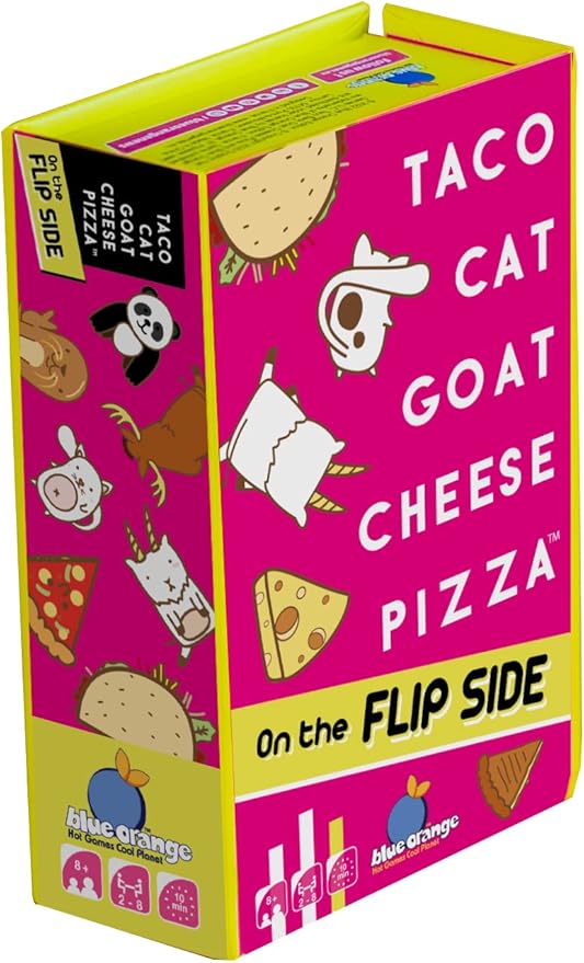 Blue Orange, Taco Cat Goat Cheese Pizza On The Flip Side, Card Game, Ages 8+, 3-8 Players, 10 Minutes Playing Time