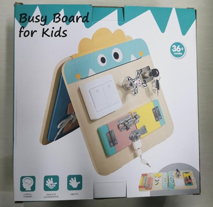 17 for 1 Wooden Busy Board for Kids, Montessori Toys for 2 3 4 Years Old, Eduacational Activity Sensory Board, Multifunctinal Learning Toys for Toddlers Age 2-4, Fine Motor Skill
