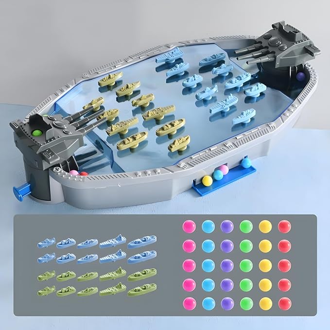 Naval Battleships Shooting Game, Tabletop Warships Shot Game for 2 Players, Battle Competitive Game for Age 6+, Fun for Family, Office, School