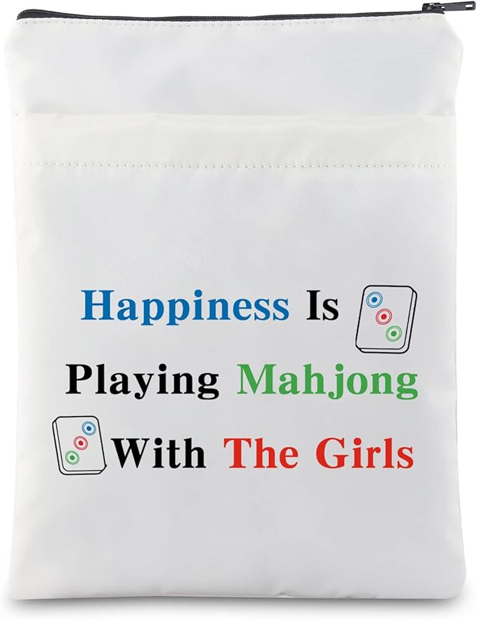 MNIGIU Funny Mahjong Bag with Pocket Mahjong Lover Gift Board Game Fan Gift Lucky Mahjong Girl Gift