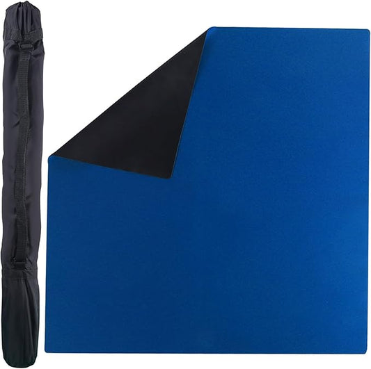 GSE Games & Sports Expert 32 x 32 Inches Rubber Anti-Slip Playmat, Mahjong, Dominoes, Poker Cards and Board Games Tabletop Cover Mat with Carrying Bag (Blue)