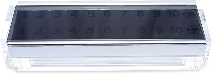 Luxury Rummy Tile Set Game in Handmade Acrylic Case with 4 Racks Included (Smoke)