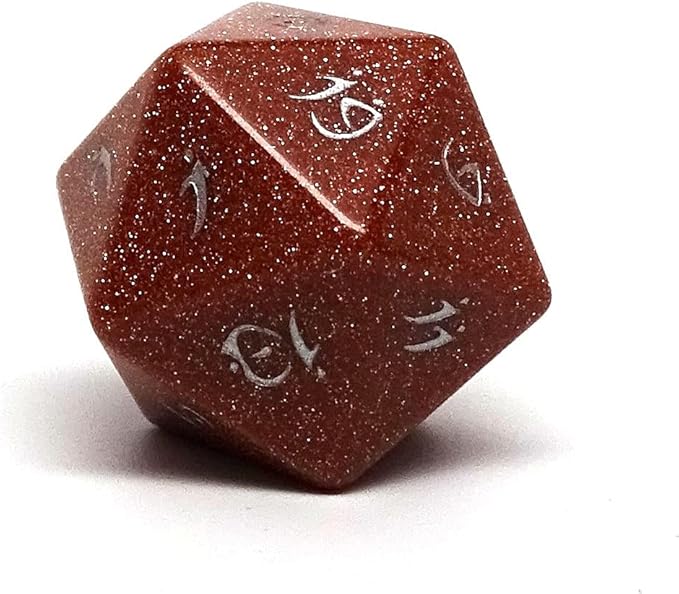 D20 Stone Dice with Elvenkind Font (Goldstone)