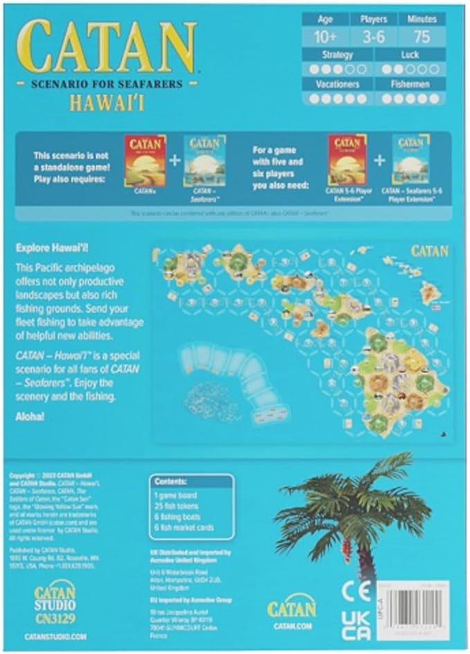 CATAN Hawai'i SCENARIO EXPANSION - Tropical Fishing Excursion for CATAN Seafarers! Strategy Game, Family Game for Kids and Adults, Ages 10+, 3-6 Players, 75 Minute Playtime, Made by CATAN Studio