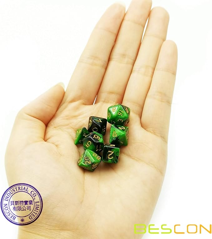 Bescon Mini Two Tone Polyhedral RPG Dice Set 10MM, Small Dice Set D4-D20 in Tube, 6 New Assorted Colored of 42pcs