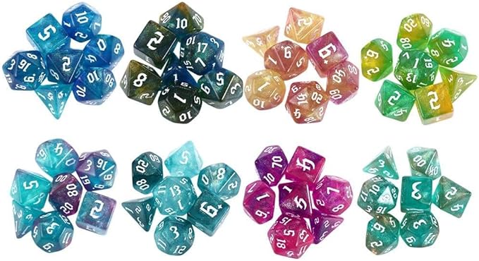 DND Dice Set Polyhedral 7-Die Two-Tone Dice Set D4 D6 D8 D10 D% D12 D20 for Tabletop Game
