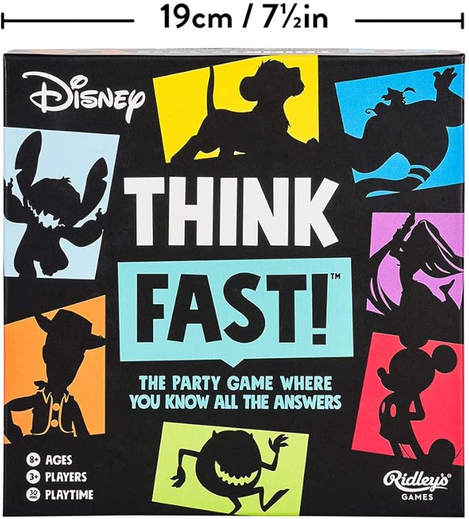 Ridley's Games: Think Fast! -Disney Edition | The Trivia Party Game Where You Know All The Answers | Test Your Disney Knowledge|Great for Parties|Ages 8+, 3+ Players, 30-Minute Playtime
