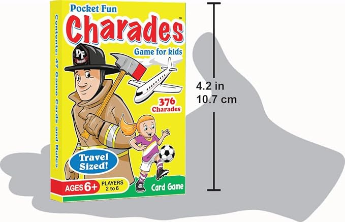 Arizona GameCo Pocket Fun Charades, a Family Party Game for Kids Ages 6 and Up – No Reading Required to Play – Perfect for Board Game Night, Vacation, Travel, Easter Gift or Basket Stuffer