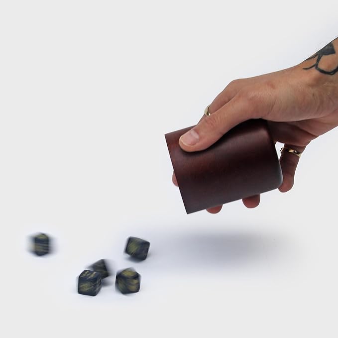 Iron & Glory 5 Dice Set With Dice Cup Dice Cup With Lid Wooden Dice Storage Dice Games Board Game Accessories Table Games & Coffee Table Decor 5 Dice & Shaker Cup Dice And Cup Set