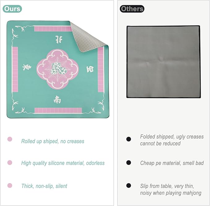 31.5'' Mahjong mat for Table, Mah Jong Table Cover with Storage Bag, Anti Slip and Noise Reduction, Poker, Card, Board & Tile Games Mat