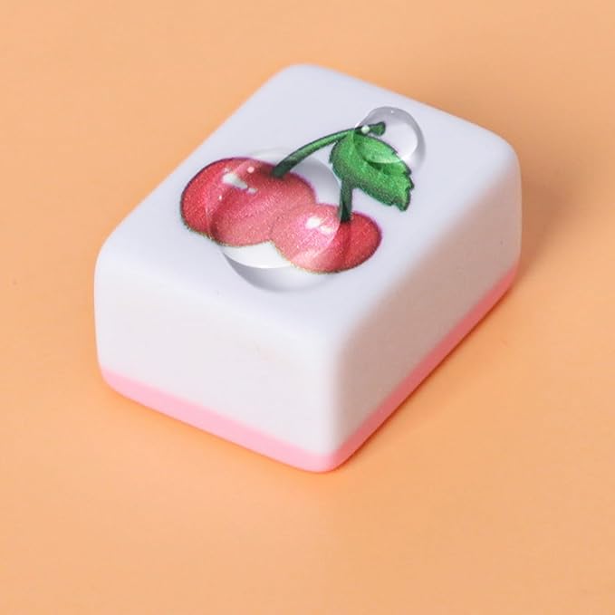 GRACIAS 4 Players Mahjong Block Set, 128 Pink Tiles(1.18”) with Animal and Food Pattern, Portable Mahjong Set with A Carry Bag, Mahjong Tile Game